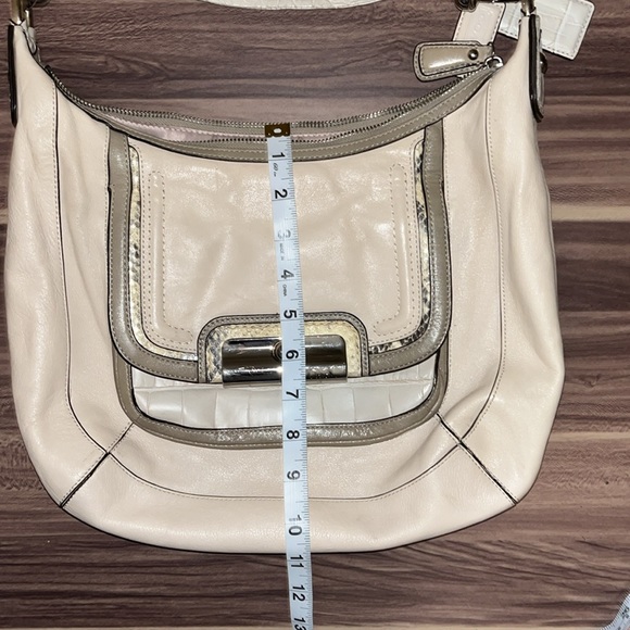COACH Kristin spectator Ivory leather Hobo embossed snake skin purse - Picture 14 of 16